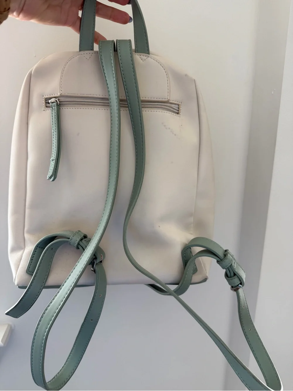 Floral Quilted Mini Backpack - Sage Green & Cream
